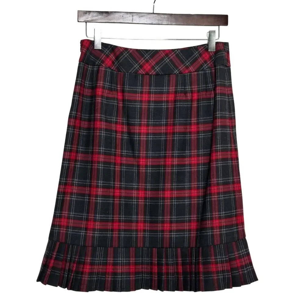 Pendleton Skirt Set Size Large Petite 8 Petite Wool Red Plaid Sweater Skirt